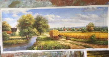 欧美古典风景纯手绘油画客厅酒店装饰画办公室山水挂画