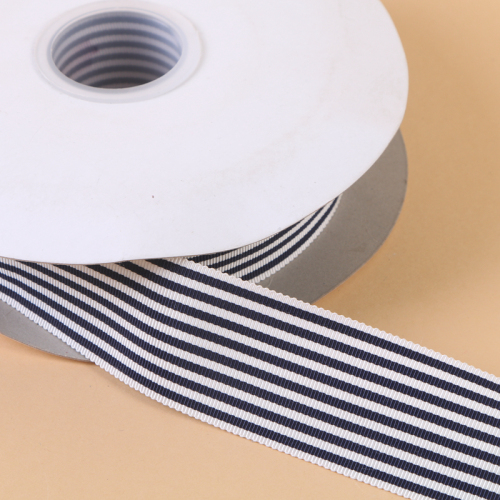 4cm Black and White Thin Striped Hat with Intercolor Ribbon Elastic Ribbon Textile Accessories Factory Wholesale