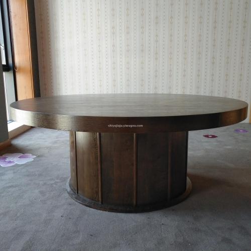 Hangzhou Wood Veneer Leisure Dining Table Fashion Restaurant Solid Wood Dining Table and Chair American Solid Wood Round Table