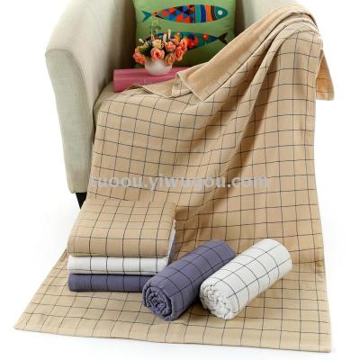 Tuo pure cotton check - style Japanese simple cotton cloth check gentleman character bath towel.