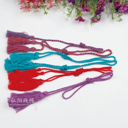 ethnic style 1.2 m three-strand long tassel belt clothing accessories belt cotton rope belt accessories drawstring