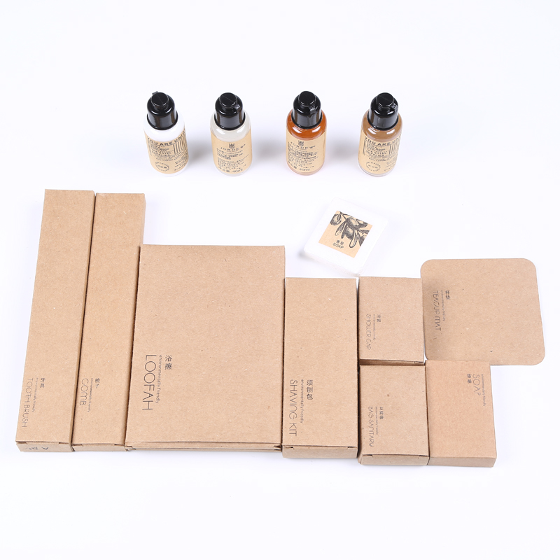 宾馆度假酒店复古客栈用一次性牙具数字浴帽杯垫剃须套装