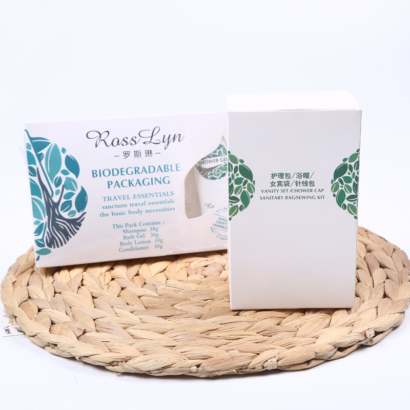 罗斯琳品牌纸盒装 一次性女宾袋浴帽针线包护理包套装