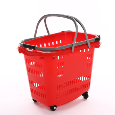 Luxury four-wheel supermarket shopping basket shopping mall basket bar liquor plastic shopping basket