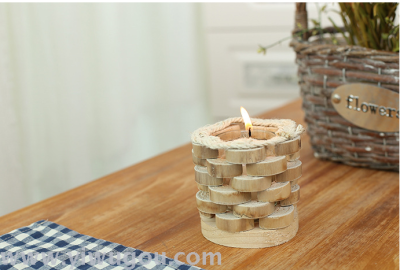 Creative Gifts Pure handmade wood candle candlestick home decoration crafts wooden ornaments