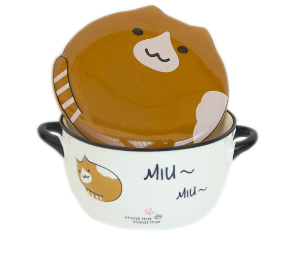 浮雕猫咪泡面碗 学生宿舍方便面碗饭碗