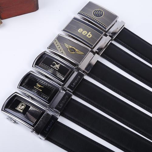 men‘s automatic buckle belt scalper leather comfort click belt business automatic buckle belt factory direct supply