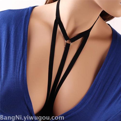 fashion elastic harness body chain black temptation sexy bra strap european and american foreign trade wholesale
