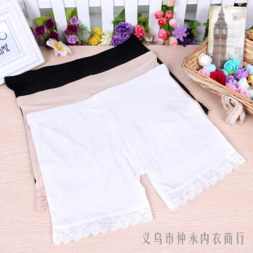 Hot Sale Bamboo Fiber Fashion Pure Cotton Safety Pants Women‘s Underwear Pants Corner Lace Factory Direct Sales Fen