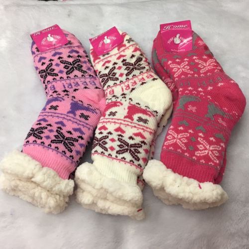 stall lamb wool women‘s socks dispensing non-slip socks floor socks stockings plus velvet women‘s socks cartoon jacquard socks snowflake socks