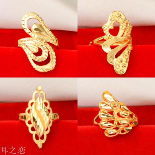hot selling copper plated gold car flower women‘s ring opening 24k vacuum vapor plating gold ring women‘s fashion vietnam sand gold ring