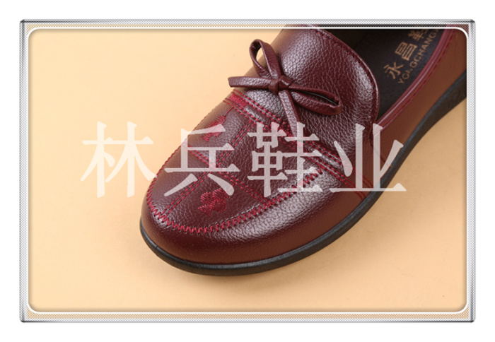 中老年女式皮鞋秋季2017新款 多色平底单鞋 皮