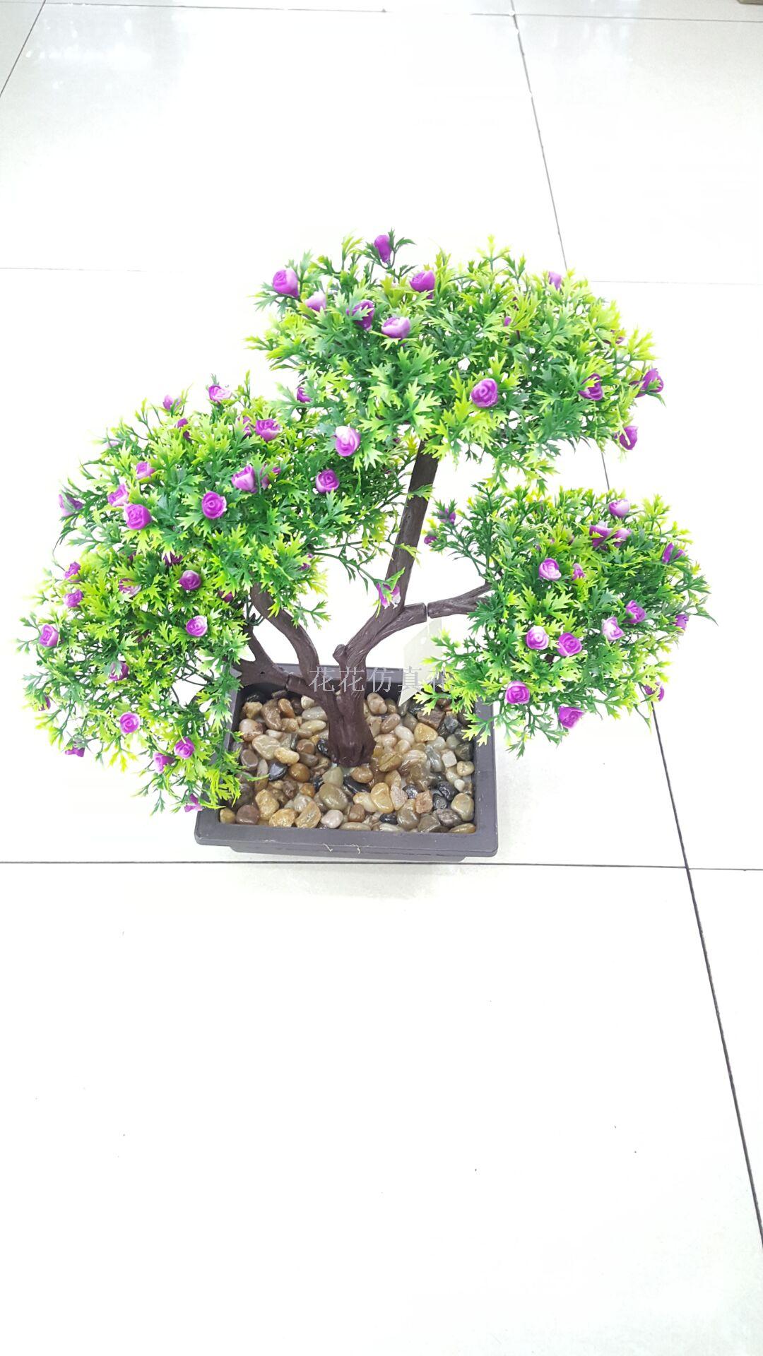 仿真摆设塑料盆石子大四叉香草玫蕾装饰客厅卧室详情1