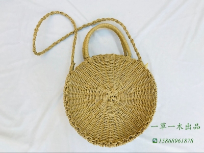 The new hot - vintage zipper circular paper - rope woven bag - bag one-shoulder bag of portable leisure fashion bags