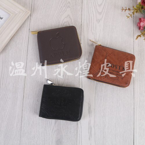 handmade vintage men‘s wallet zipper short wallet fashion wallet