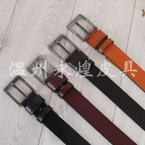 Men‘s Leather Belt Real Leather Belt Pin Buckle Microfiber Belt Casual Versatile Simple Pant Belt