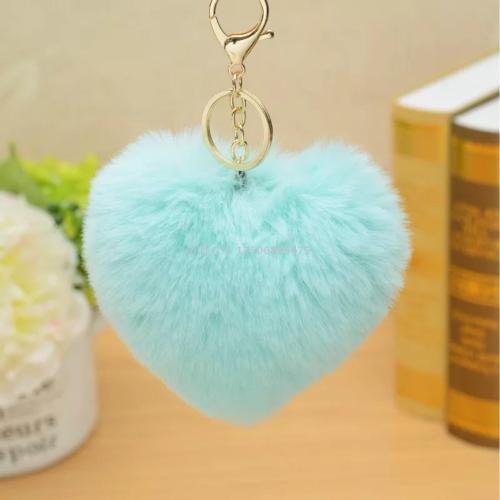 Youge Love Plush Pendant Peach Heart Keychain Car Pendant Accessory Bag Imitation Rex Rabbit Hairy Ball Wholesale