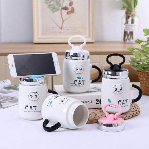 creative gift ceramic mirror cover cup student cute cup birthday gift coffee cup