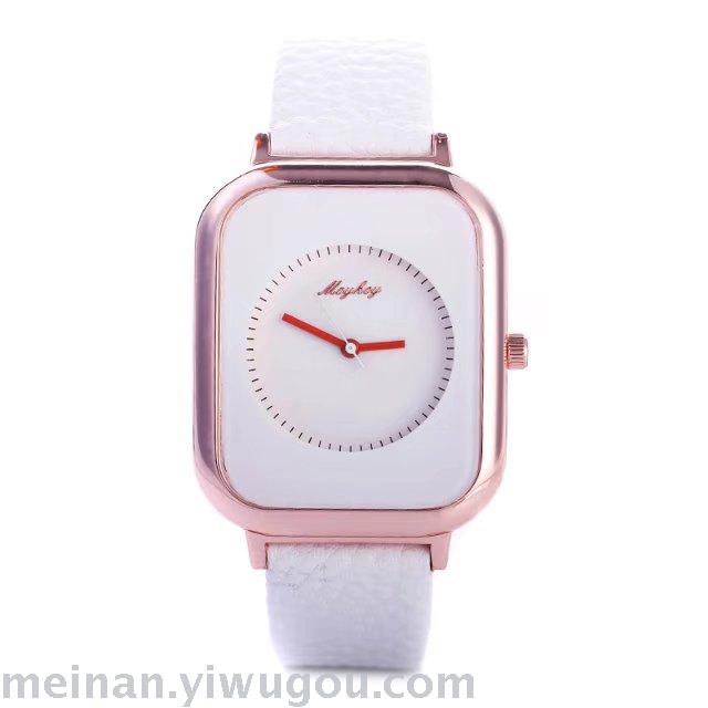 新款长方形高端女士真皮防水手表