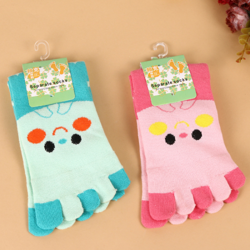 hyatt rabbit winter comfortable warm toe socks middle tube cotton socks colorful color matching cute cartoon split toe women‘s socks