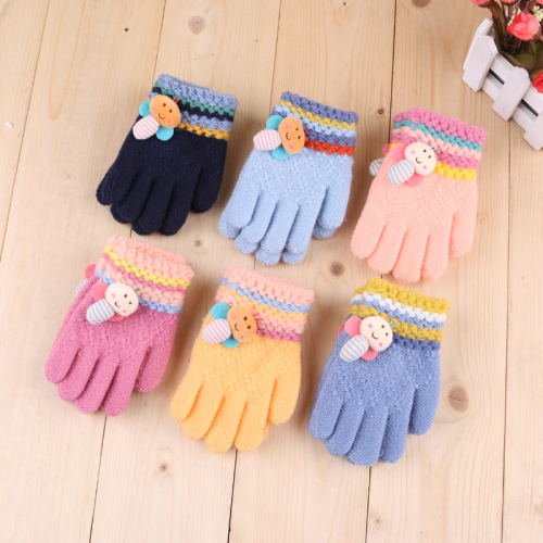 Winter New Children‘s Sealed Five-Finger Gloves Thermal Knitting Gloves