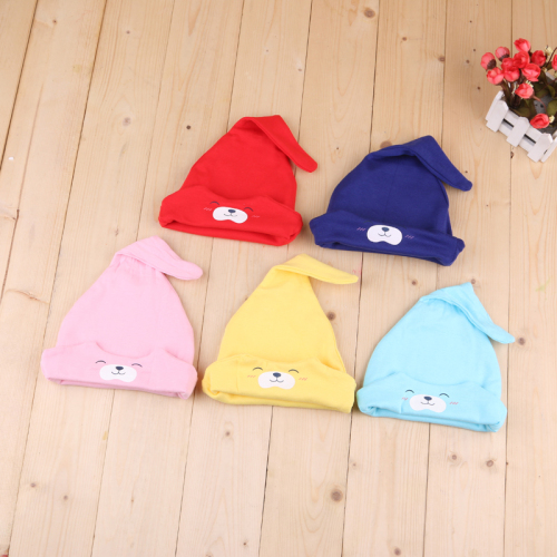 winter new combed cotton bear smiling face hat baby pullover hat