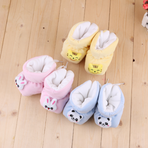 winter new crystal velvet tiger head cotton shoes baby soft sole shoes