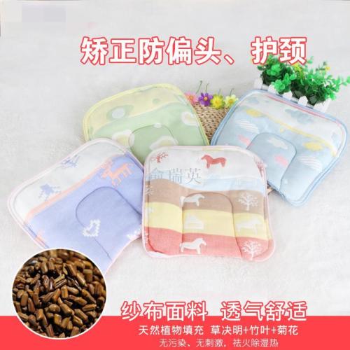 new baby newborn anti-flat head pillow square gauze baby pillow factory wholesale