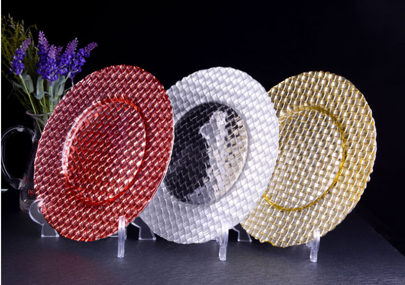 厂家热销批发电镀盘子 餐盘盘 婚庆垫盘