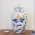 Ceramic handicraft furong blue flower storage tank household ornaments can be placed in large size.