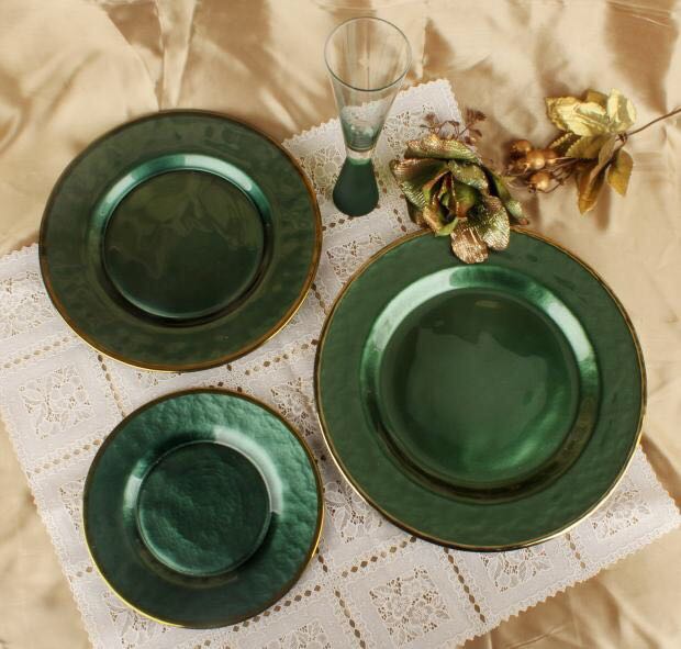 婚庆盘子玻璃盘子金边盘子