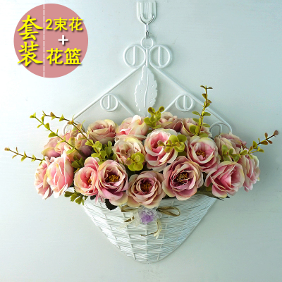 New product European style artificial flower wall hanging rose silk flower set decoration  plastic artificial flower