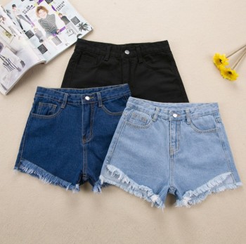 新款女装韩国毛边高腰牛仔短裤女东大门流苏热