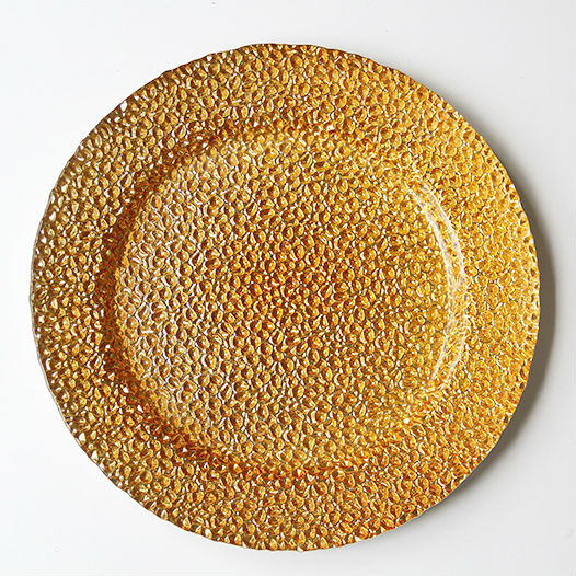 厂家热销批发秋叶纹电镀玻璃餐盘 水果盘 牛排垫盘