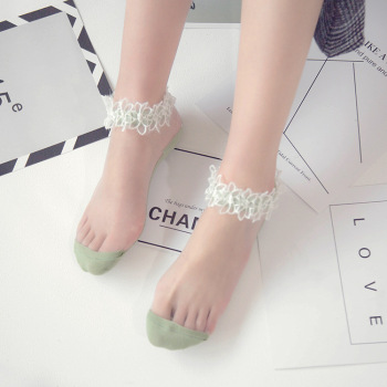 春夏新品性感袜小花朵日系蕾丝花边短丝袜防滑