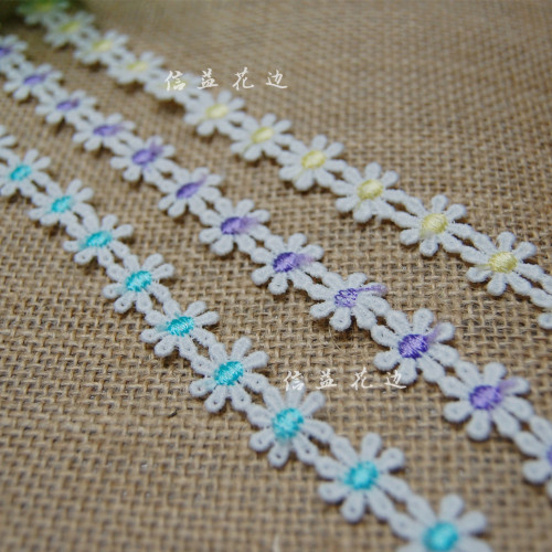 new arrival small two-color milk silk 1.5cm 8-petal flower water-soluble embroidery diy clothing accessories