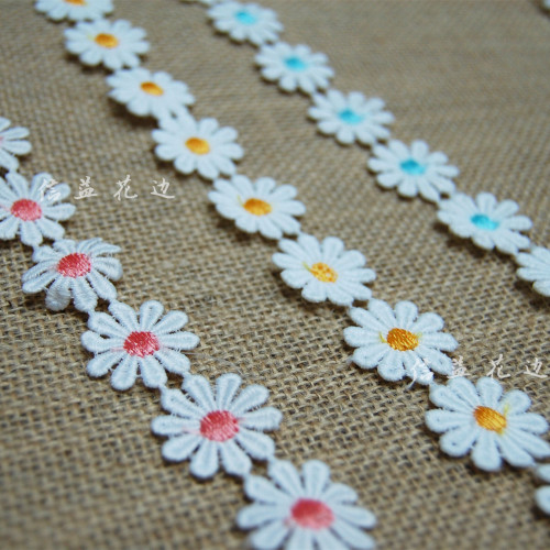 Hot Sale! Large Circle Point 2.5cm 10 Petals Flower Water Soluble Embroidery DIY Clothing Accessories