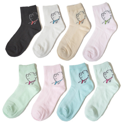 5 double parcel post spring/summer new cotton socks cartoon dog socks female breathable cotton socks manufacturer