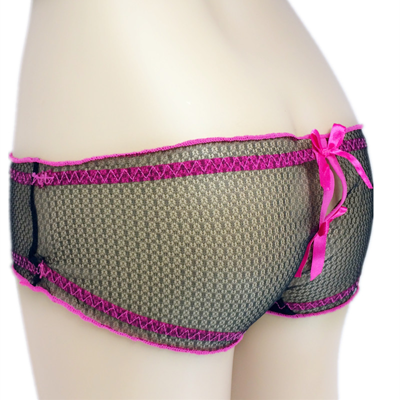 镂空糖果色性感蕾丝内裤 女士透明蝴蝶结低腰情趣内裤5616