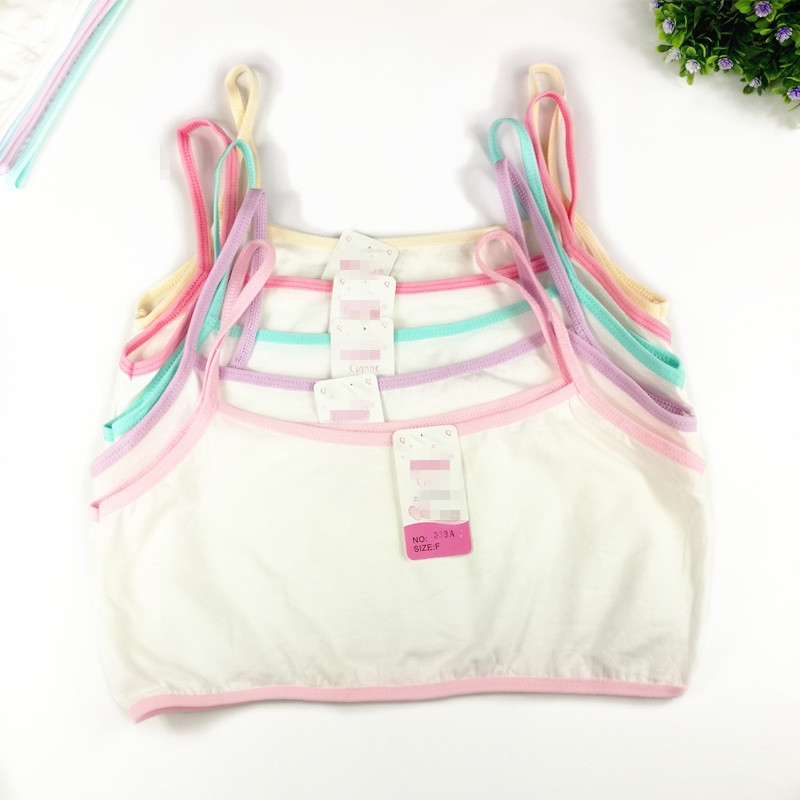 棉糖果色少女细带吊带小背心 棉女学生发育期文胸