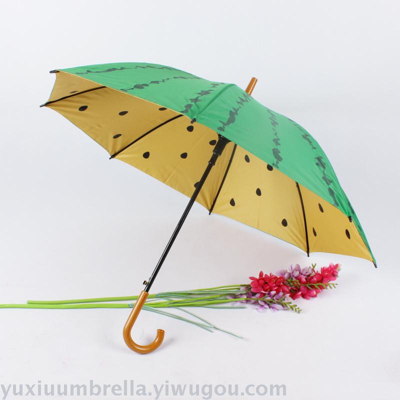 新款定制水果印花双层创意直杆伞 西瓜礼品促销伞
