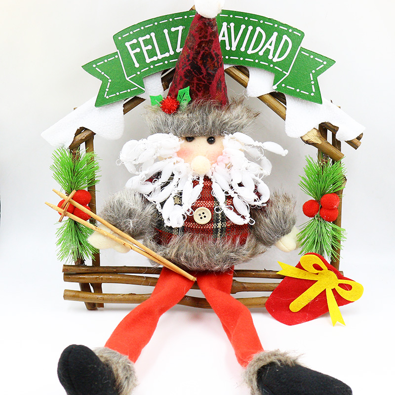 圣诞节装饰品橱窗长脚屋形藤圈18‘’