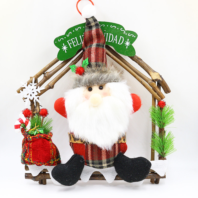 圣诞节装饰品12寸屋形藤圈