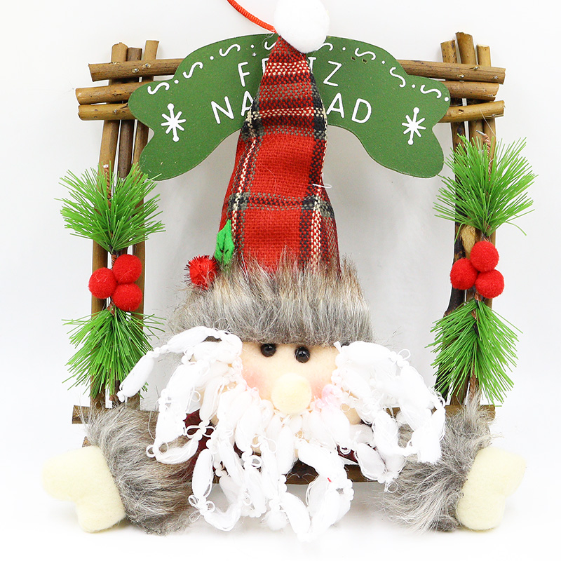圣诞节装饰品橱窗挂件8寸小头四方藤圈