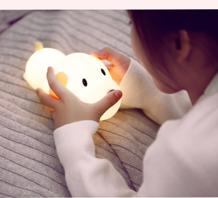 创意呆呆汪趴趴狗LED小夜灯 USB充电卡通硅胶减压灯