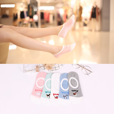 The factory  summer thin color cotton dog socks college wind Korean version cotton stockings for the shallow mouth  