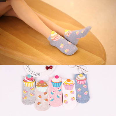 Factory direct selling Korean cartoon three-dimensional cake family boat sockslovely stockings pure cotton socks female.