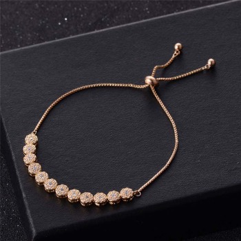 2018欧美轻奢饰品圆形锆石手链 热卖真金保色