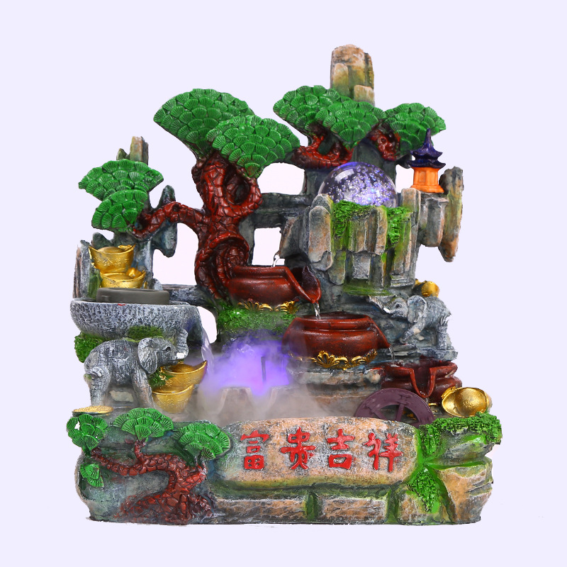 假山喷泉室内摆件树脂工艺品流水喷泉批发鱼缸水景微景观桌面盆景