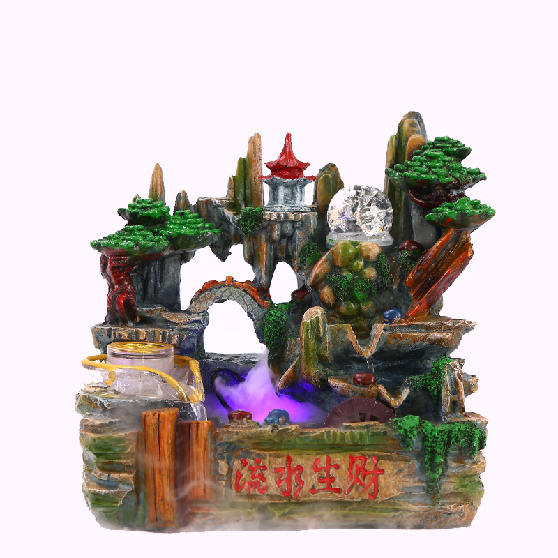 新品义乌树脂工艺品 假山风水喷泉鱼缸流水鱼池流水盆景厂家直销